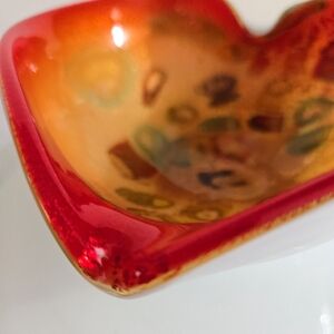 Vintage Heart Shaped Murano Tutti Fruitti Bowl Mid Century Art Glass